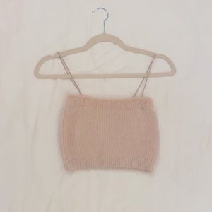 Fuzzy knit light pink crop top